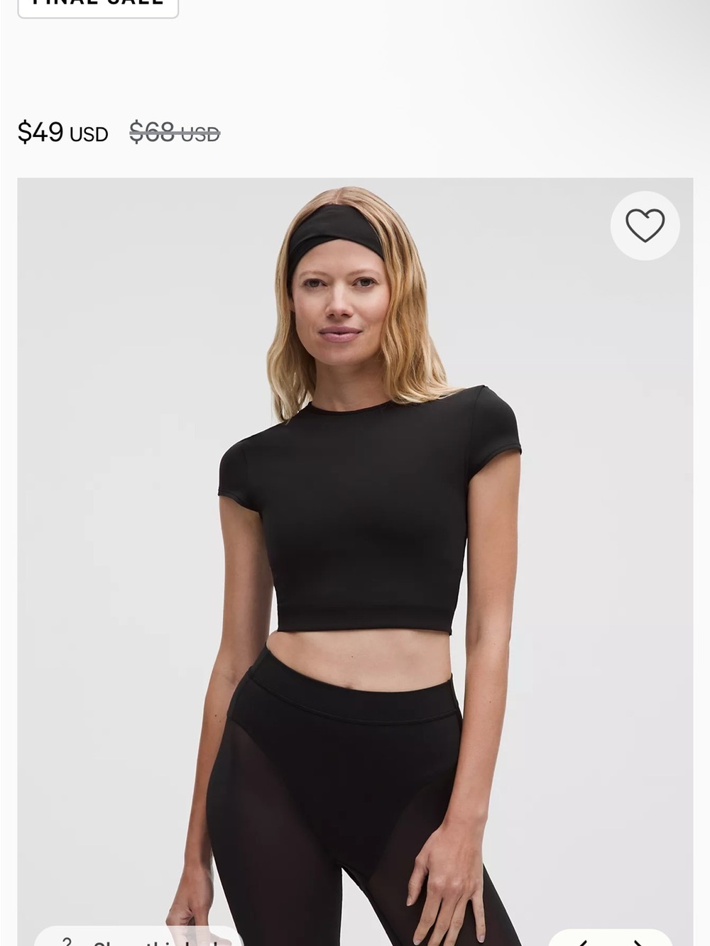 Lululemon Nulu Black mesh back baby tee